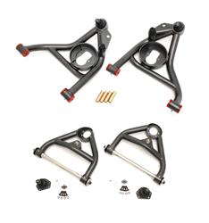 Control Arms, Tubular, Front, Upper and Lower, Steel, Black Hammertone Powdercoated, Chevy, Pontiac, Kit