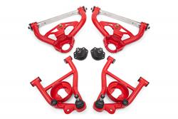 Control Arms, Tubular, Front Upper, Front Lower, Tall Ball Joint, Steel, Red Powdercoated, Buick, Chevy, Oldsmobile, Pontiac, Kit