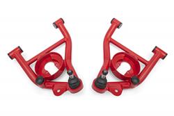 Control Arms, Tubular, Front Lower, Coil Spring Style, Steel, Red Powdercoated, Chevy, Pontiac, Kit