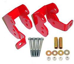 Control Arm Relocation Bracket, Rear, Lower, Steel, Red Powdercoated, Chevy, Pontiac, Pair