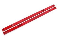 Chassis Jacking Rails, Shorter Tube, Steel, Red Powdercoat, Ford, Mustang, Pair