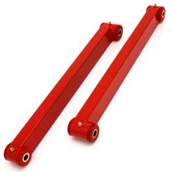 Control Arms, 1.25 x 2 in. Boxed, Rear, Lower, Steel, Red Powdercoated, Ford, Pair