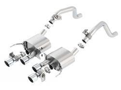 Exhaust System, S-Type, Rear Section, Dual In/Four Out, Stainless, Brushed, Rear Center Exit, Chevy, 6.2L, Kit