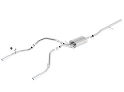 Exhaust System, Touring, Cat-Back, Single In/Dual Out, Stainless, Natural, Split Rear Exit, Chevy, GMC, 5.3L