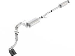 Exhaust Systems, S-Type Cat-Back, Single In/Dual Out, Stainless Steel, Natural, Side Exit, Black Chrome Tips, Ford, Kit