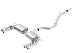 Exhaust System, S-Type, Cat-Back, Single In/Four Out, Stainless Steel, Natural, Split Rear Exit, Polished Tips, Audi, 2.0L, Kit