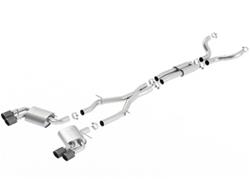 Exhaust System, ATAK, Cat-Back, Stainless, Natural, Split Rear Exit, Carbon Fiber Tips with Black Anodized Centers, Chevrolet, 6.2L, Kit