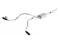 Exhaust System, ATAK, Cat-Back, Single In/Dual Out, Stainless, Natural, Split Side Exit, Black Chrome Tips, Chevrolet, GMC, 5.3L, Kit