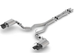 Exhaust System, S-Type, Cat-Back, Stainless Steel, Natural, Split Rear Exit, Black Ceramic Coated Tips, Ford, 5.0L Coyote, Kit