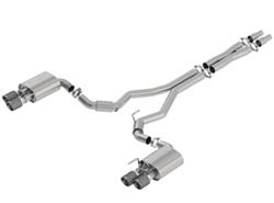 Exhaust System, S-Type, Cat-Back, Stainless, Natural, Split Rear Exit, Carbon Fiber Tips, Ford, Mustang, 5.0L Coyote, Kit