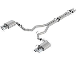 Exhaust System, ATAK Cat-Back, Stainless Steel, Natural, Rear Exit, Polished Tips, Ford, 5.0L Coyote, With Active Valve Exhaust, Kit