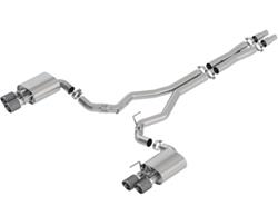 Exhaust System, ATAK Cat-Back, Stainless Steel, Natural, Rear Exit, Carbon Fiber Tips, Ford, 5.0L Coyote, With Active Valve Exhaust, Kit