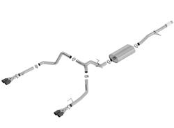 Exhaust System, Touring, Cat-Back, Single In/Dual Out, Stainless Steel, Natural, Split Rear Exit, Black Chrome Tips, Chevy, GMC, 5.3L Gen V, Kit