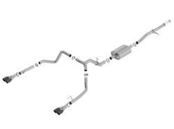 Exhaust System, S-Type, Cat-Back, Single In/Dual Out, Stainless Steel, Natural, Split Rear Exit, Black Chrome Tips, Chevy, GMC, 5.3L Gen V, Kit