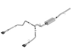 Exhaust System, Touring, Cat-back, Stainless, Natural, Split Rear Exit, Black Chrome Tips, Chevy, GMC, 6.2L, Kit