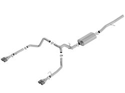 Exhaust System, Touring, Cat-back, Stainless, Natural, Split Rear Exit, Carbon Fiber Tips with Aluminum Inserts, Chevy, GMC, 6.2L, Kit