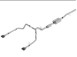 Exhaust System, S-Type, Cat-back, Stainless, Natural, Split Rear Exit, Black Chrome Tips, Chevy, GMC, 6.2L, Kit