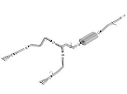 Exhaust System, Touring, Cat-Back, Single In/Dual Out, Stainless Steel, Natural, Split Rear Exit, Polished Tips, Chevy, GMC, 5.3L Gen V, Kit