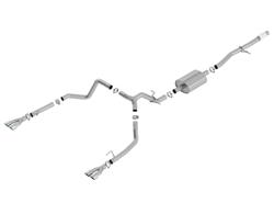 Exhaust System, S-Type, Cat-Back, Single In/Dual Out, Stainless Steel, Natural, Split Rear Exit, Polished Tips, Chevy, GMC, 5.3L Gen V, Kit