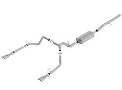 Exhaust System, Touring, Cat-back, Stainless, Natural, Split Rear Exit, Square Chrome Tips, Chevy, GMC, 6.2L, Kit