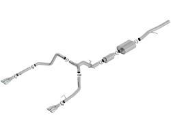 Exhaust System, S-Type, Cat-back, Stainless, Natural, Split Rear Exit, Square Chrome Tips, Chevy, GMC, 6.2L, Kit