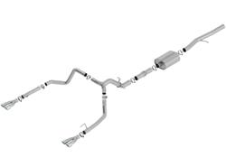 Exhaust System, ATAK, Cat-back, Stainless, Natural, Split Rear Exit, Square Chrome Tips, Chevy, GMC, 6.2L, Kit