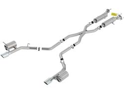 Exhaust System, S-Type, Cat-Back, Stainless Steel, Natural, Split Rear Exit, Polished Tips, Dodge, 6.4L, Kit