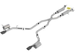 Exhaust System, S-Type, Cat-Back, Stainless Steel, Natural, Split Rear Exit, Black Chrome Tips, Dodge, 6.4L, Kit