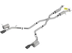 Exhaust System, ATAK, Cat-Back, Stainless Steel, Natural, Split Rear Exit, Black Chrome Tips, Dodge, 6.4L, Kit