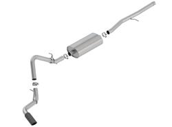 Exhaust System, Touring, Cat-Back, Single, Stainless Steel, Natural, Black Chrome Tip, Chevrolet, GMC, Kit