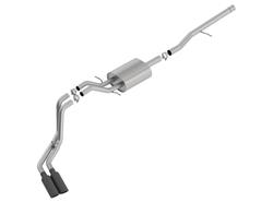 Exhaust System, ATAK, Cat-Back, Single Inlet/Dual Outlet, Stainless Steel, Natural, Black Chrome Tips, Chevrolet, GMC, Kit