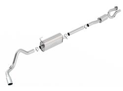 Exhaust System, S-Type, Cat-Back, Single, Stainless Steel, Natural, Passenger Side Exit, Chrome Tip, Ford, 6.2L, Kit