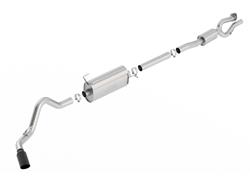 Exhaust System, S-Type, Cat-Back, Single, Stainless Steel, Natural, Passenger Side Exit, Black Chrome Tip, Ford, 6.2L, Kit