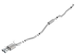 Exhaust System, S-Type, Cat-Back, Single Inlet/Dual Outlet, Stainless Steel, Natural, Polished Tips, for use on Honda®, Kit