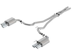 Exhaust System, S-Type, Cat-Back, Single, Stainless Steel, Natural, Split Rear Exit, Polished Tips, Ford, 5.0L Kit