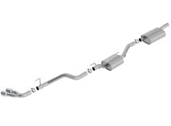 Exhaust System, Touring, Cat-Back, Single, Stainless Steel, Natural, Driver Rear Exit, Polished Tips, Jeep, JT, Kit