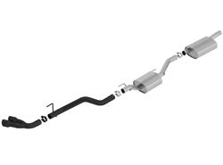 Exhaust System, Touring, Cat-Back, Single, Stainless Steel, Natural, Driver Rear Exit, Black Ceramic Tips, Jeep, JT, Kit