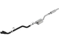 Exhaust System, S-Type, Cat-Back, Single, Stainless Steel, Natural, Driver Rear Exit, Black Ceramic Tips, Jeep, JT, Kit