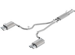 Exhaust System, S-Type, Cat-Back, Stainless Steel, Natural, Split Rear Exit, Chrome Tips, Ford, Kit