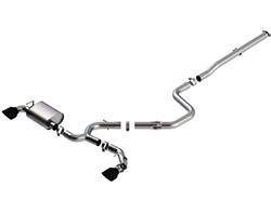 Exhaust System, ATAK, 3.000 in. Pipe, Single Muffler, Valve Included, Split Rear, Black Chrome Tips, for Hyundai, Kit