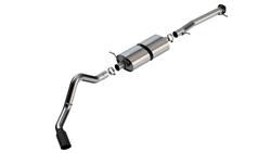 Exhaust Systems, S-Type, Cat-Back, Single, Stainless Steel, Natural, Right Side Exit, Black Chrome Tip, Chevrolet, GMC, 6.6L Gen V, 6.6L Diesel, Kit