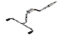 Exhaust Systems, S-Type Cat-Back, Single In/Dual Out, Stainless Steel, Natural, Split Rear Exit, Black Chrome Tips, Volkswagen, 2.0L, Kit