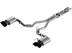 Exhaust System, ATAK, Cat-Back, Stainless Steel, Natural, Split Rear Exit, Black Chrome Tips, Ford, Kit