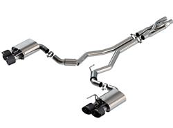 Exhaust System, ATAK, Cat-Back, Stainless Steel, Natural, Split Rear Exit, Black Carbon Fiber Tips, Ford, Kit