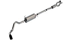 Exhaust System, S-Type, Cat-Back, Dual In/Single Out, Stainless Steel, Natural, Passenger Side Exit, Black Chrome Tip, Ford, Kit