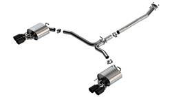 Exhaust System, S-Type, Cat-Back, Single In/Dual Out, Stainless Steel, Natural, Split Rear Exit, Black Chrome Tip, Toyota, Kit