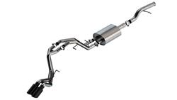 Exhaust System, Touring, Cat-Back, Single In/Dual Out, Stainless Steel, Natural, Passenger Rear Exit, Black Chrome Tip, Chevy, Kit