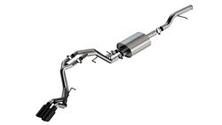 Exhaust System, S-Type, Cat-Back, Single In/Dual Out, Stainless Steel, Natural, Passenger Rear Exit, Black Chrome Tip, Chevy, Kit