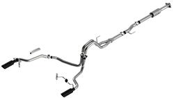 Exhaust System, ATAK, Cat-Back, Stainless Steel, Natural, Split Rear Exit, Black Chrome Tips, Ford, 2.7L, 3.5L, Kit