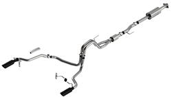 Exhaust System, S-Type, Cat-Back, Stainless Steel, Natural, Split Rear Exit, Black Chrome Tips, Ford, 5.0L, Kit